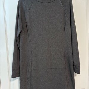Women’s Title Nine Guthrie Dress Zip Neck Mockneck Pocket Large Gray NWOT